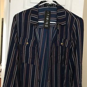 NWT Button down striped blouse